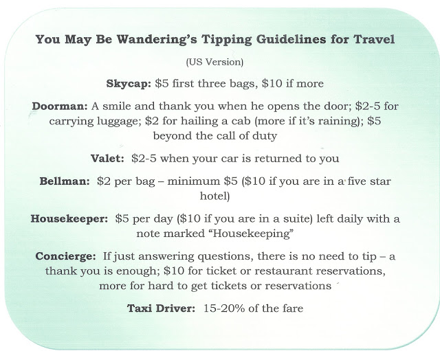 Today’s Travel Tip ~ Guidelines for Tipping