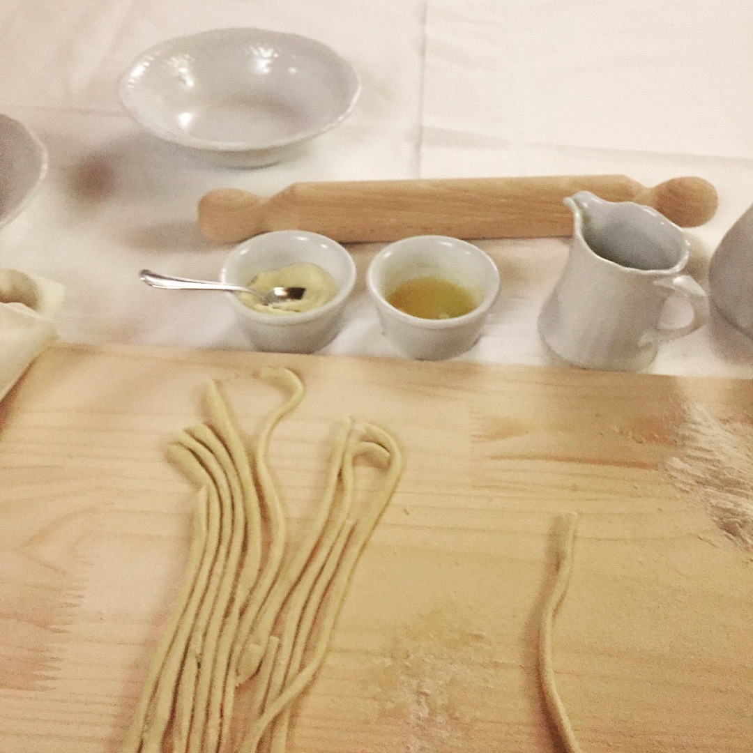 Making pici, traditional Tuscan pasta